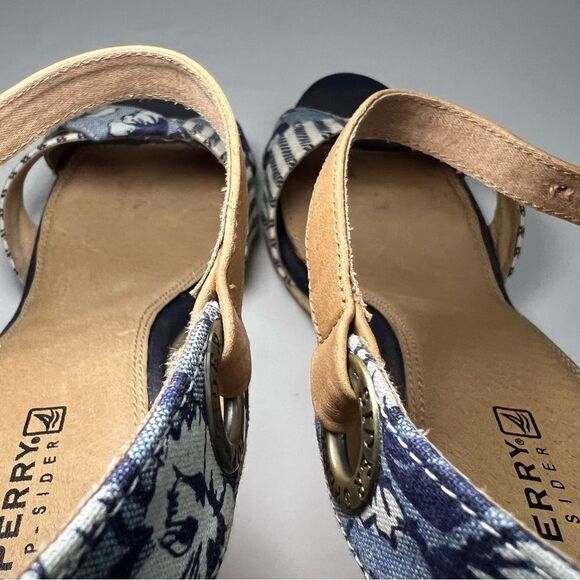 SPERRY Saylor Wedge Sandals Women’s Sz 10‎ Blue Leather Espadrille Jute Preppy - Picture 15 of 15